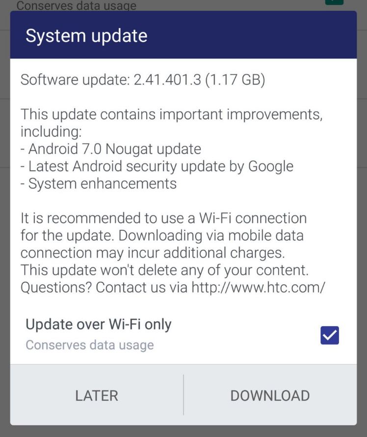 HTC 10 inizia ad aggiornarsi ad Android Nougat 7.0 HTC 10 inizia ad aggiornarsi ad Android Nougat 7.0
