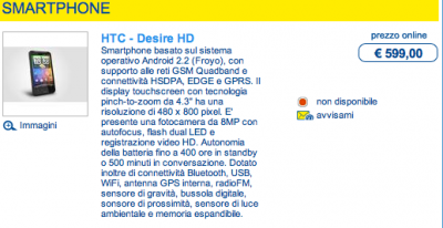 desire hd euronics