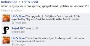 LG Optimus One P500 Android 2.3 Gingerbread update maggio