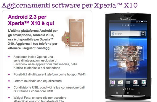 Xperia x10 gingerbread