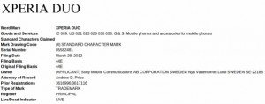 Sony Xperia Duo trademark e1334919234963
