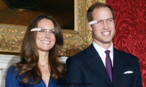 Prince William and Kate Middletonwith Google Glass picture