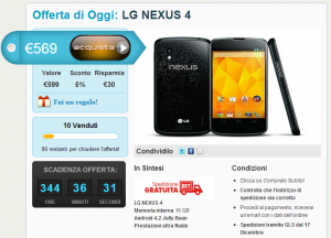 Nexus 4 offerta