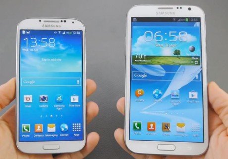 Samsung Galaxy S4 vs. Note 2 screen size