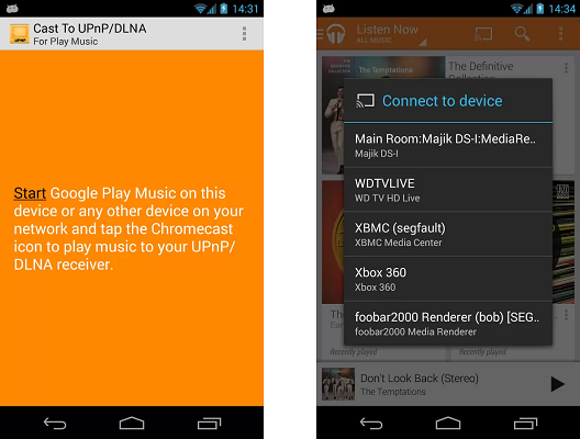 Streaming da Play Music a qualsiasi dispositivo DLNA con un'app