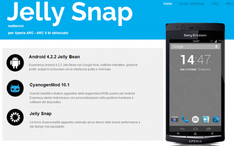 Jelly Snap Android 4.2 Xperia Arc S