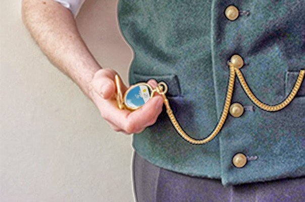 Orologio da tasca vintage in bronzo con incisione, stile retrò