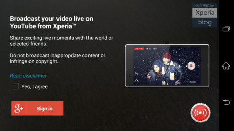 Live on youtube xperia z2