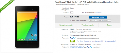 Nexus 7 offerta yeppon 32gb 4g