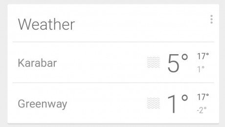 Google Now Weather Card with temp