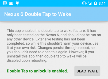 Nexus 6 Double Tap to Wake