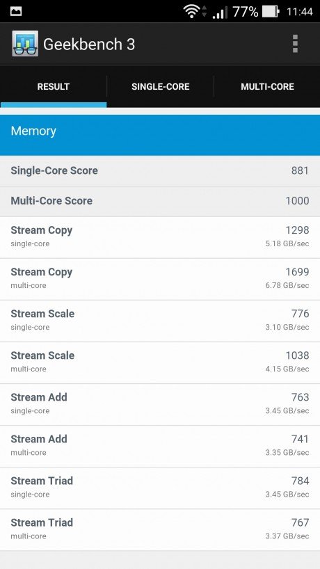 Geekbench3 2/2 Zenfone 2