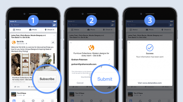Facebook presenta un nuovo metodo di iscrizione alle newsletter