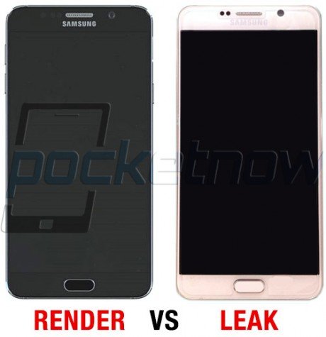 Galaxy Note 5 render vs leak leader