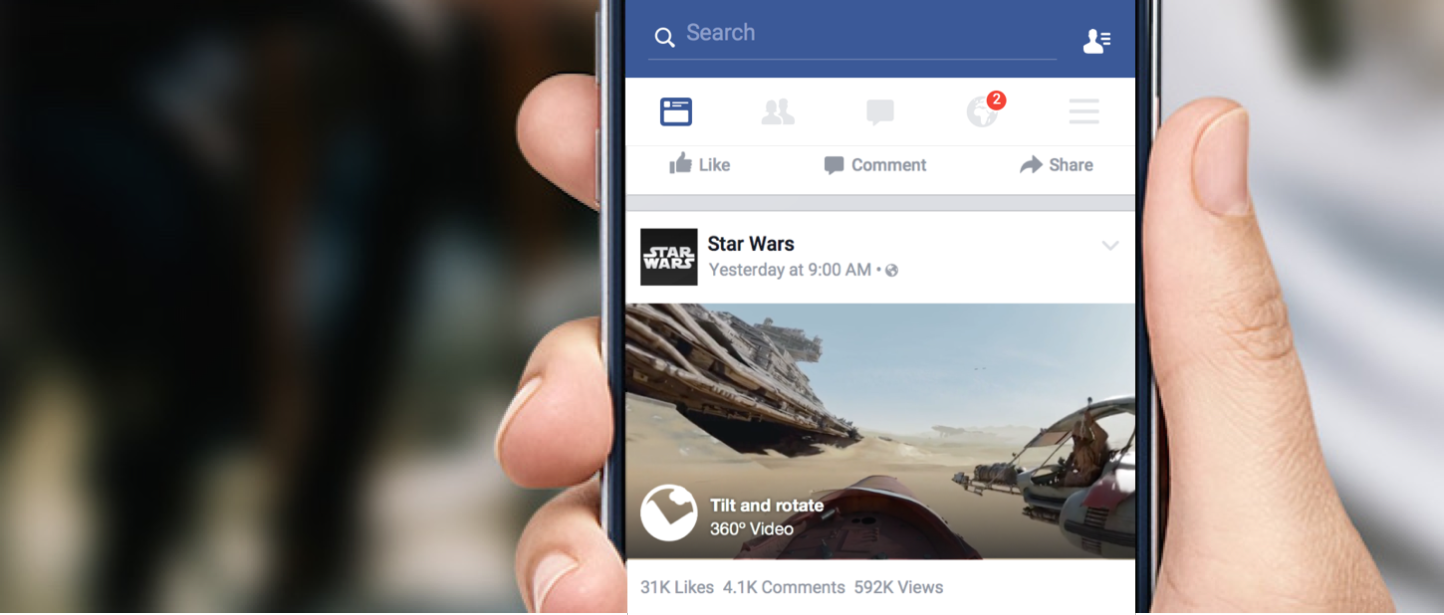 Facebook aggiunge il supporto ai video a 360 gradi
