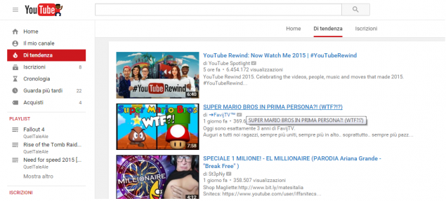 Youtube di tendenza
