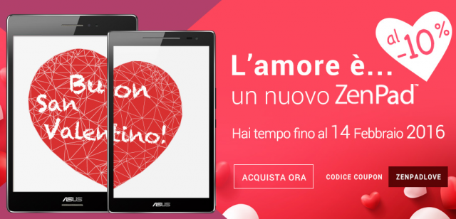 Per San Valentino ASUS sconta del 10% tutti i suoi ZenPad