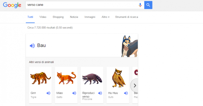 La ricerca di Google fa il verso degli animali