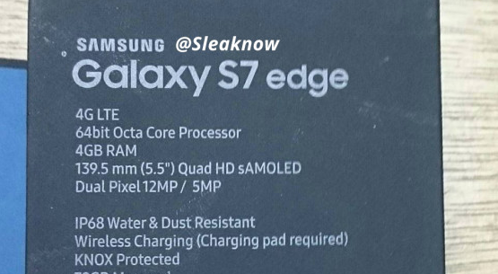 Trapelata la presunta confezione del Samsung Galaxy S7 Edge