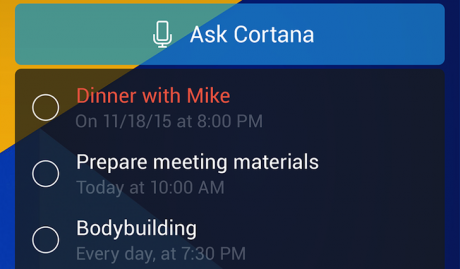 Cortana widget