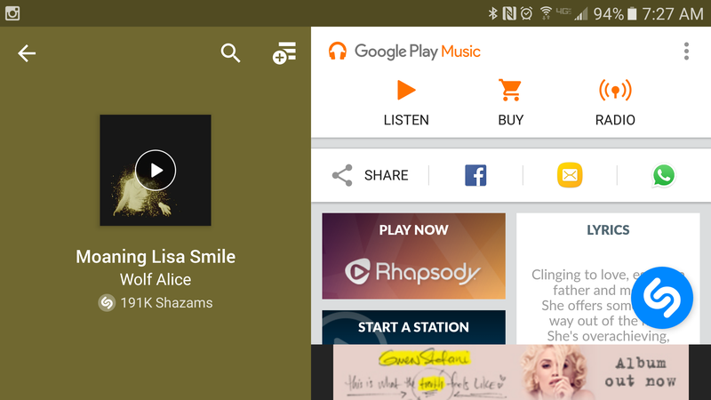Shazam Google Play Music
