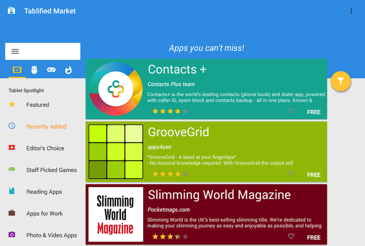 Tablified Market, l'app per chi possiede un tablet, sposa il Material Design