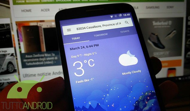 Google nuova scheda meteo
