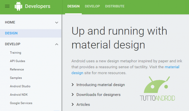 Android Developers riceve il Material Design sul web