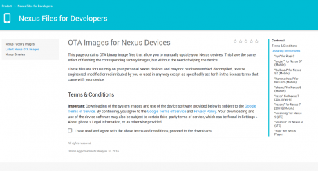 Screenshot developers.google.com OTA Nexus