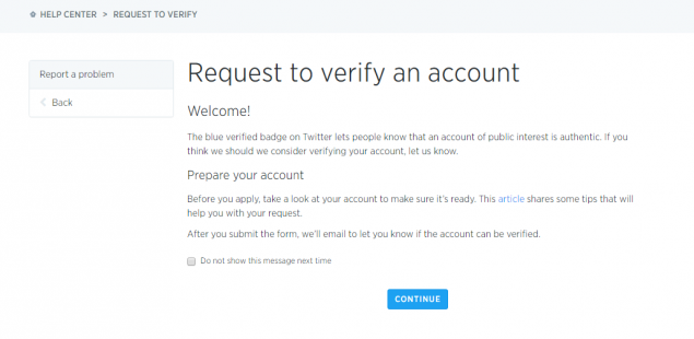 verifica account twitter