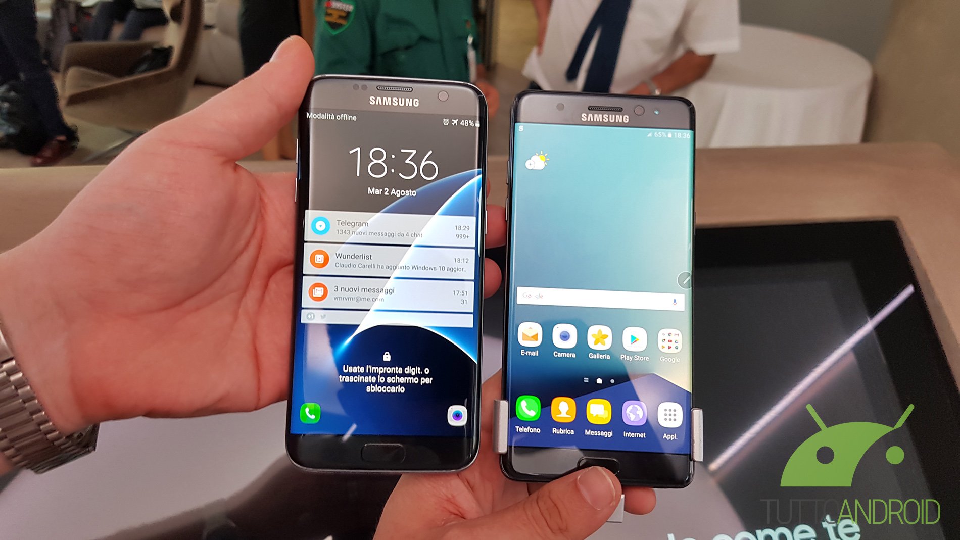 Samsung Galaxy Note 7 vs S7 Edge primo video confronto 