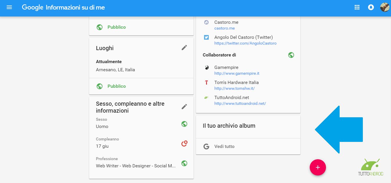 Google About Me si arricchisce con l archivio degli album che