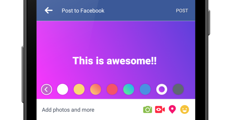 Facebook testa gli stati con sfondo colorato
