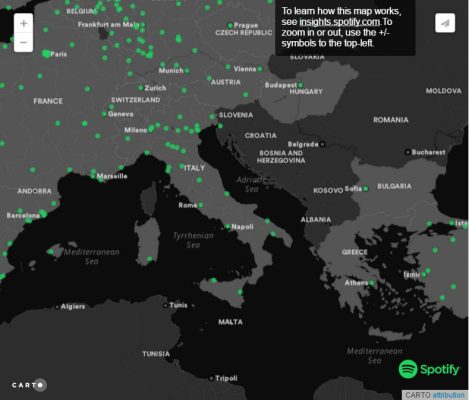 Spotify lancia la sua Mappa Musicale