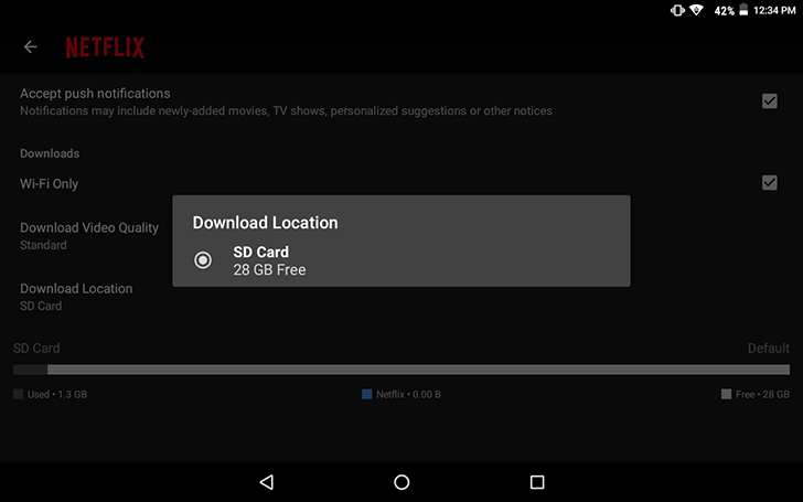 Netflix permette di salvare i video sulla scheda SD