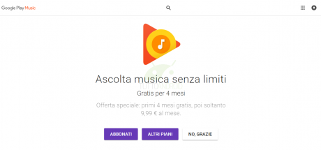 Google Play Musica 4 mesi gratis