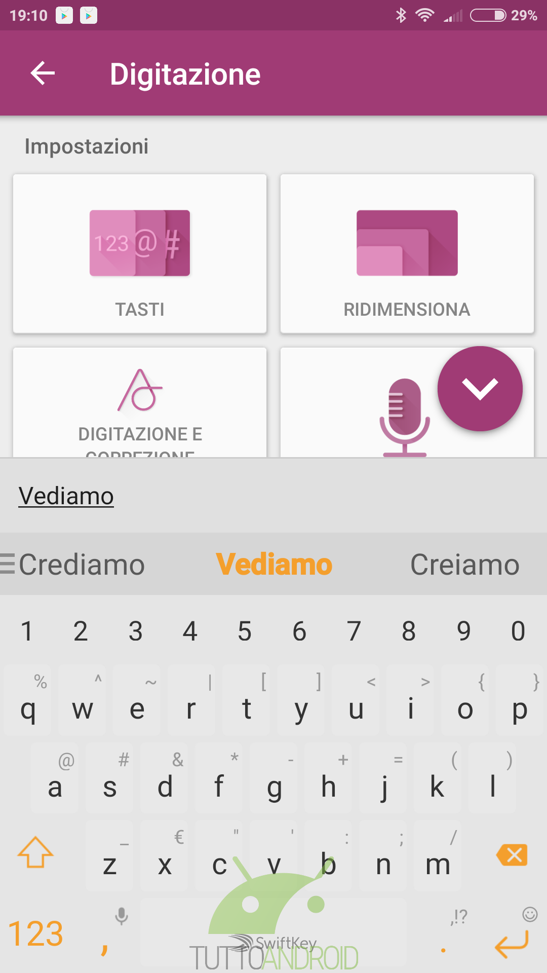 SwiftKey Beta aggiunge la predizione anche all'inserimento flow