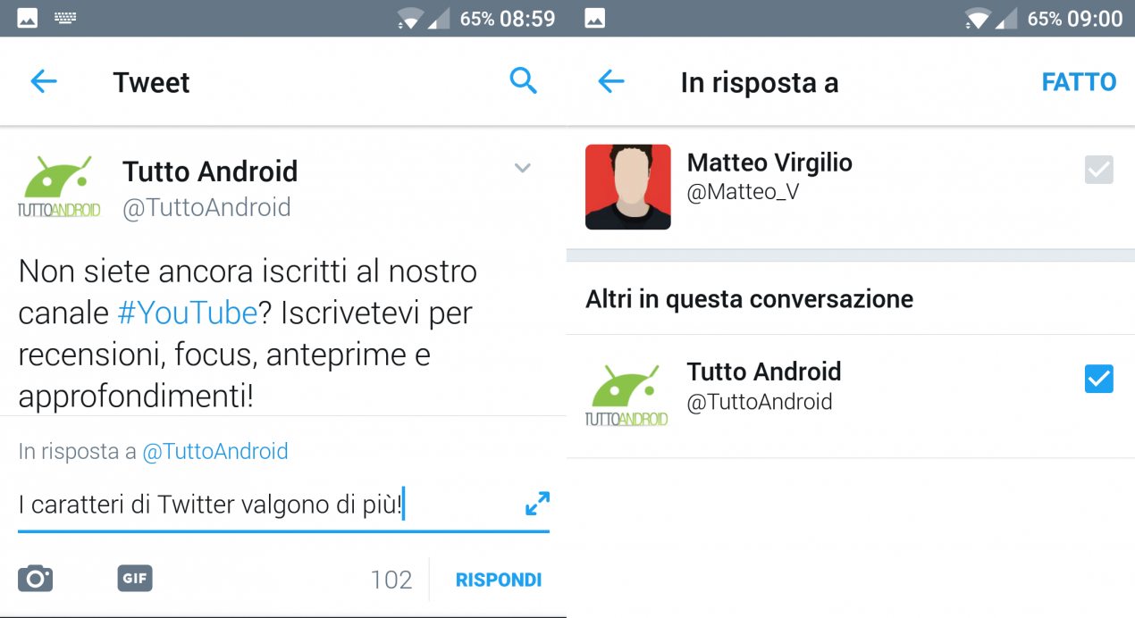 Twitter non conta più il nome utente come parte dei 140 caratteri nelle risposte