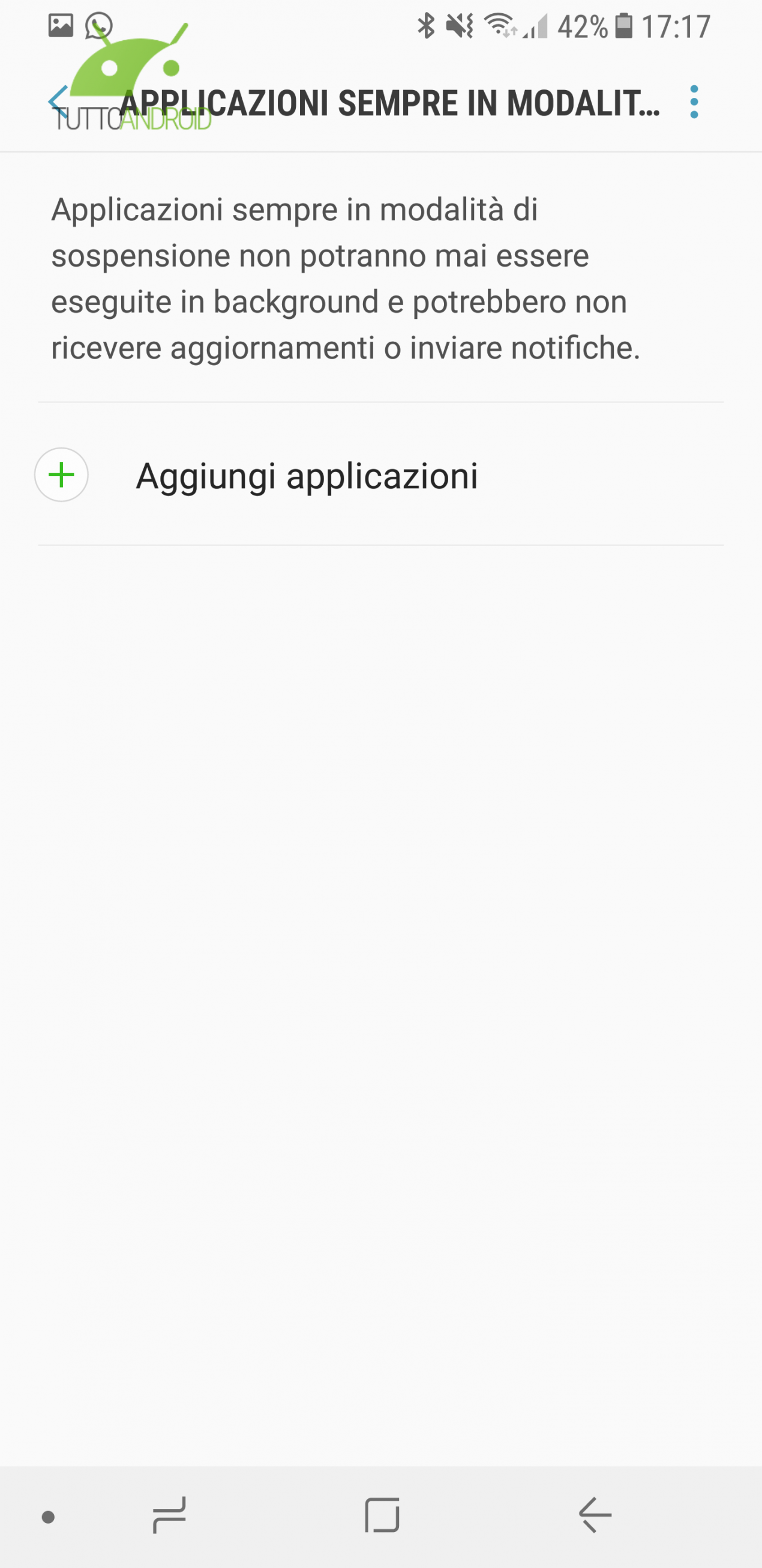Samsung Galaxy S8 e S8 Plus consentono di mettere alcune applicazioni in modalità sleep