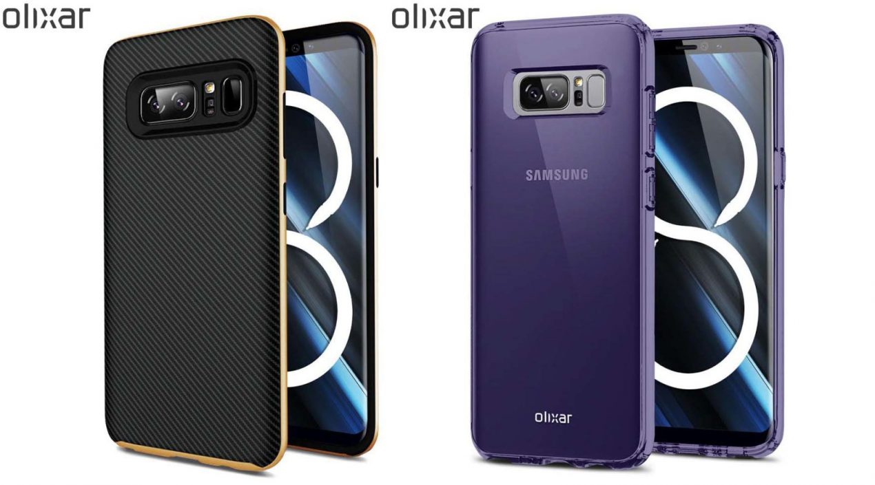 Samsung Galaxy Note 8 mostrato con le cover Olixar