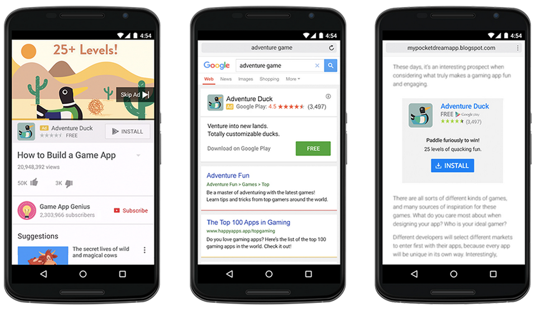 Google Adventure. New globbing app campaign. Address app