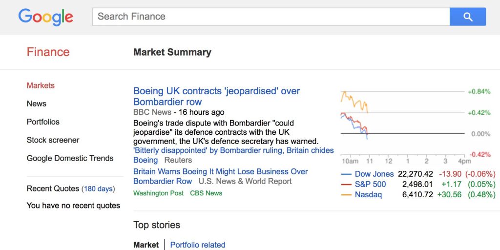 Ricerca Google avrà una scheda dedicata alla finanza
