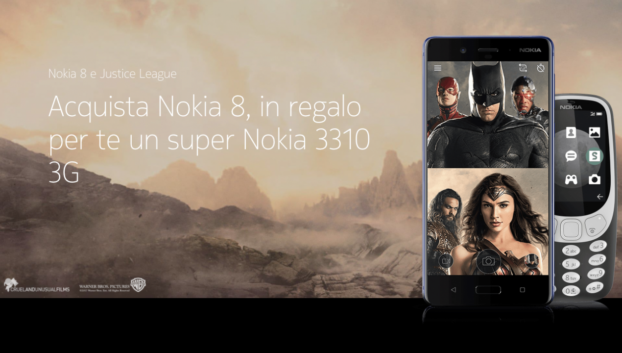 Nokia 8 vi regala Nokia 3310 3G con l'aiuto della Justice League