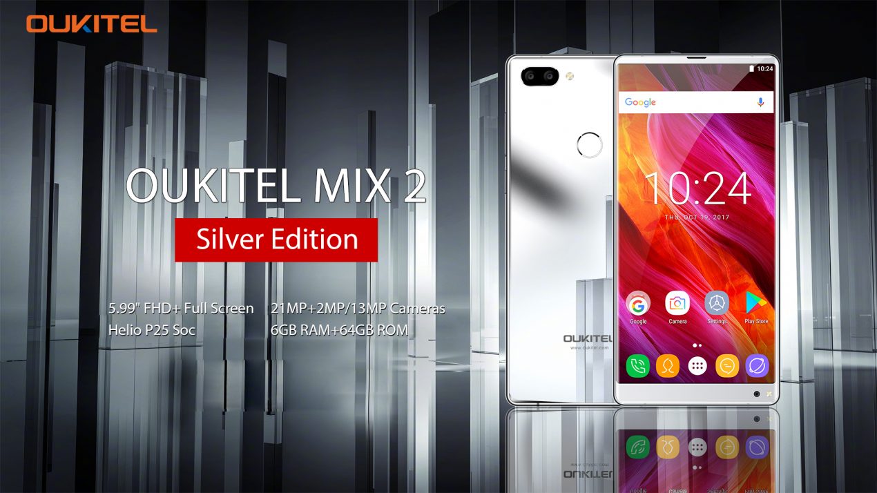 OUKITEL MIX 2 arriverà anche in versione silver, lucida come uno specchio