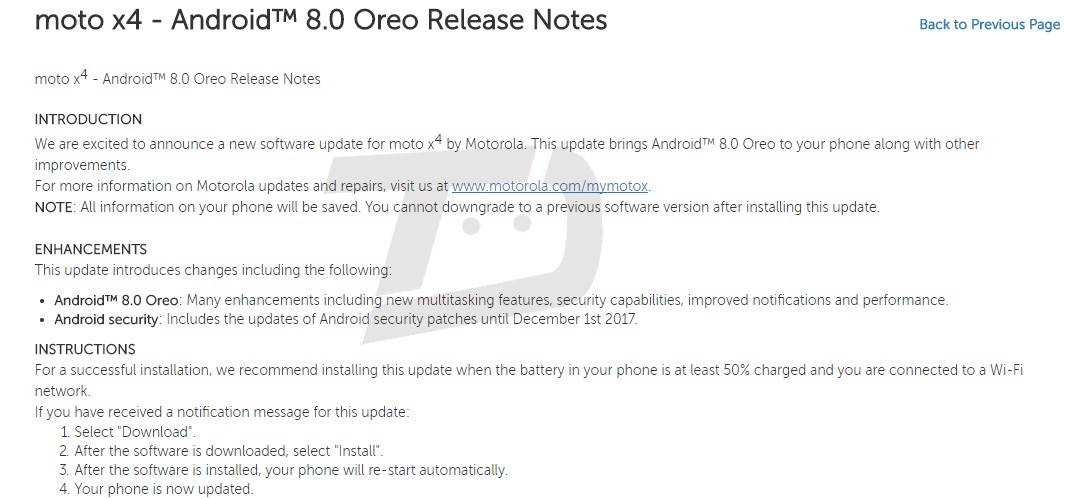 Moto x4 android 8.0 oreo