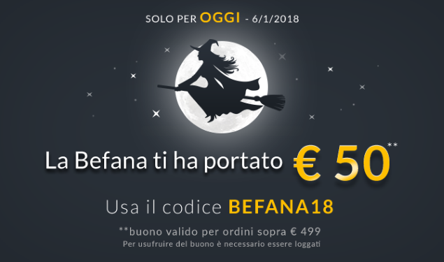 È arrivata la Befana e ha portato 50 euro da utilizzare su ePrice
