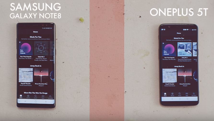 OnePlus 5T sfida il Samsung Galaxy Note 8 in un curioso test di velocità