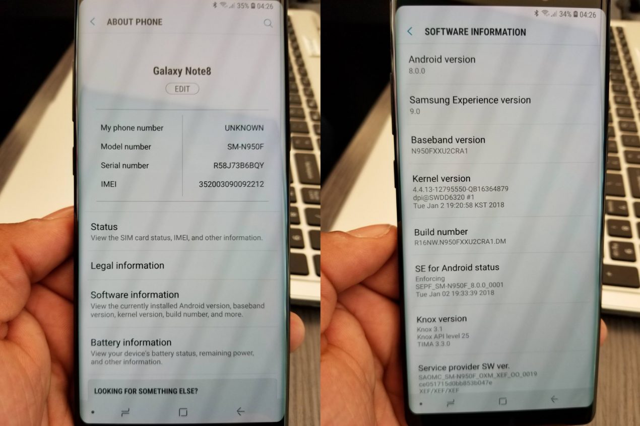 Samsung Galaxy Note 8 inizia a ricevere Android 8.0 Oreo (in soak test), Galaxy S8 con supporto a Dolby Atmos