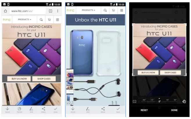 Strumento cattura schermata HTC si aggiorna con scrolling, crop e possibilità di aggiungere testo e disegno