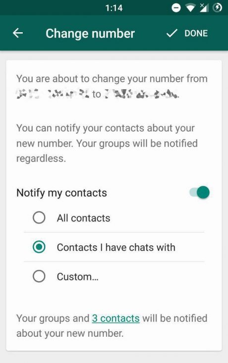 WhatsApp beta cambio numero